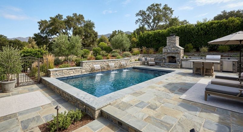 Poolside Hardscaping in Boston, MA